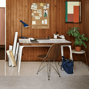 Brannan Modern Office Desk with LED Mirror & Sideboard Storage Unit – Walnut Wood Workstation & Dressing Table Combo (White/Walnut Finish) - Sleek Furniture
