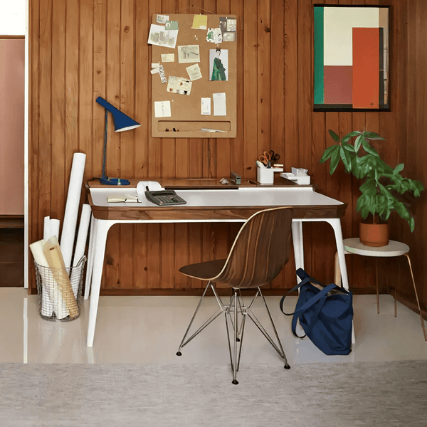 Brannan Modern Office Desk with LED Mirror & Sideboard Storage Unit – Walnut Wood Workstation & Dressing Table Combo (White/Walnut Finish) - Sleek Furniture