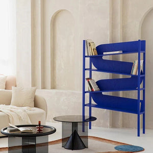 Butterworth Modern Metal Shelving Unit Bookcase – Contemporary Storage Rack with Multiple Open Shelves for Living Room, Office & Bedroom – Black/Blue Finish - Sleek Furniture