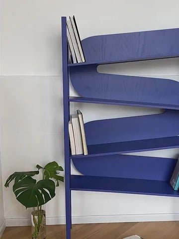 Butterworth Modern Metal Shelving Unit Bookcase – Contemporary Storage Rack with Multiple Open Shelves for Living Room, Office & Bedroom – Black/Blue Finish - Sleek Furniture