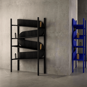 Butterworth Modern Metal Shelving Unit Bookcase – Contemporary Storage Rack with Multiple Open Shelves for Living Room, Office & Bedroom – Black/Blue Finish - Sleek Furniture