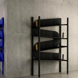 Butterworth Modern Metal Shelving Unit Bookcase – Contemporary Storage Rack with Multiple Open Shelves for Living Room, Office & Bedroom – Black/Blue Finish - Sleek Furniture