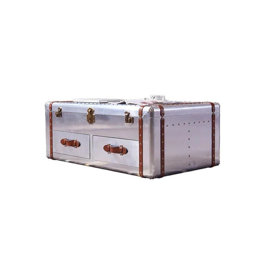 BX36 Aviator Coffee Table – Industrial Silver Metal & Painted Steel Contemporary Living Room Centre Table - Sleek Furniture