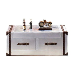BX36 Aviator Coffee Table – Industrial Silver Metal & Painted Steel Contemporary Living Room Centre Table - Sleek Furniture