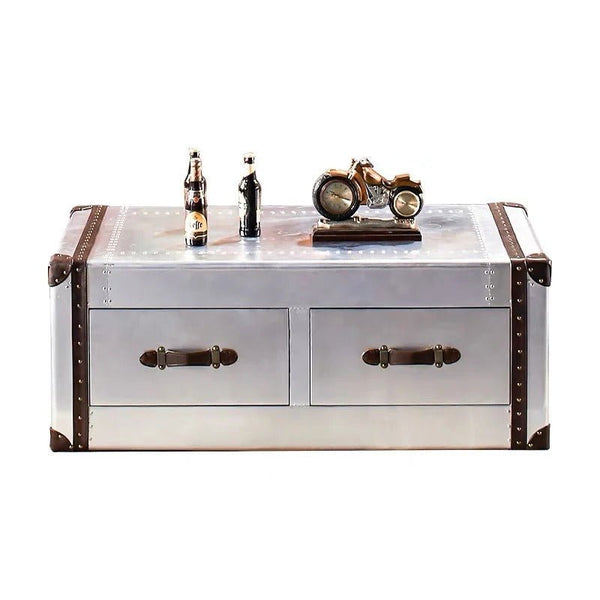BX36 Aviator Coffee Table – Industrial Silver Metal & Painted Steel Contemporary Living Room Centre Table - Sleek Furniture