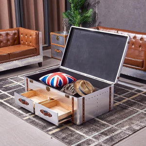 BX36 Aviator Coffee Table – Industrial Silver Metal & Painted Steel Contemporary Living Room Centre Table - Sleek Furniture