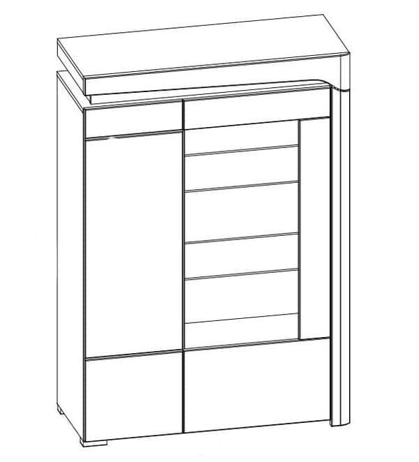Cadillac Oak & White Gloss Low Wide Display Cabinet with LED Lights – Glass Door, 2 Glass Shelves, Contemporary Living Room Furniture – 148.5cm H x 102cm W x 42.8cm D - My Store