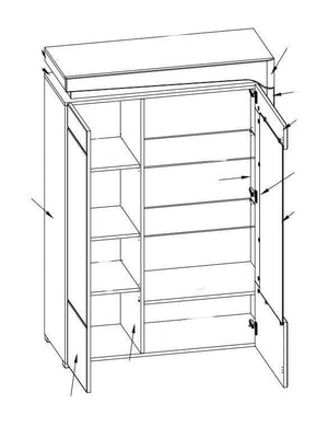 Cadillac Oak & White Gloss Low Wide Display Cabinet with LED Lights – Glass Door, 2 Glass Shelves, Contemporary Living Room Furniture – 148.5cm H x 102cm W x 42.8cm D - My Store