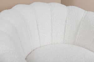 Calais White Armchair | Teddy Upholstery with Modern Design & Metal Legs