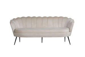 Calais 3-Seater Sofa in Beige Velvet | Modern Stylish Sofa with Angled Metal Legs