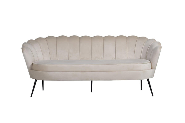 Calais 3-Seater Sofa in Beige Velvet | Modern Stylish Sofa with Angled Metal Legs