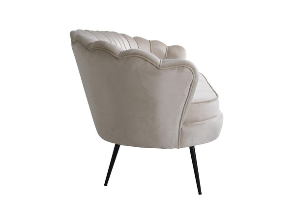 Calais 3-Seater Sofa in Beige Velvet | Modern Stylish Sofa with Angled Metal Legs