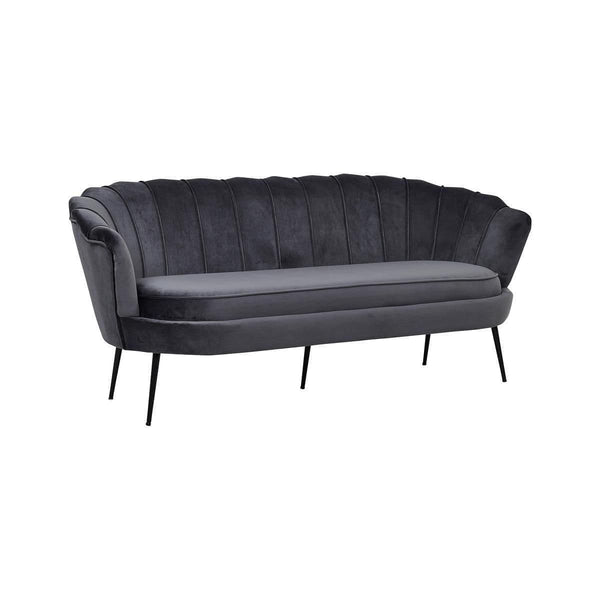 Calais 3-Seater Sofa in Dark Grey Velvet | Modern Stylish Sofa with Angled Metal Legs