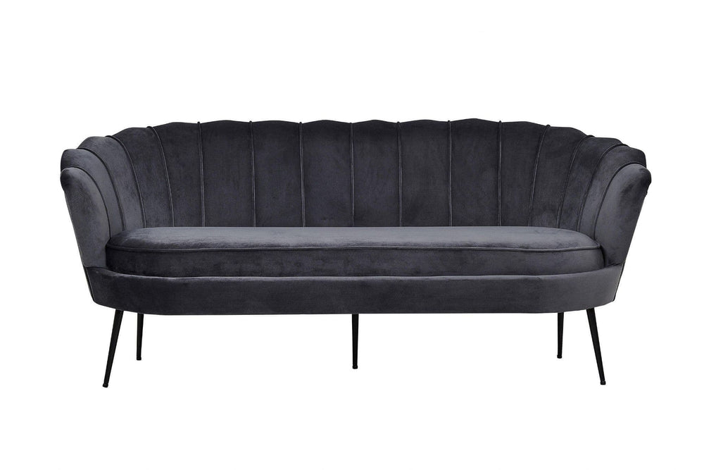 Calais 3-Seater Sofa in Dark Grey Velvet | Modern Stylish Sofa with Angled Metal Legs