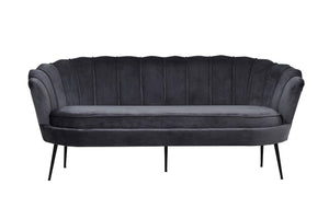 Calais 3-Seater Sofa in Dark Grey Velvet | Modern Stylish Sofa with Angled Metal Legs