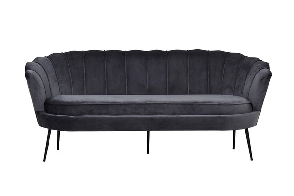 Calais 3-Seater Sofa in Dark Grey Velvet | Modern Stylish Sofa with Angled Metal Legs