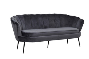 Calais 3-Seater Sofa in Dark Grey Velvet | Modern Stylish Sofa with Angled Metal Legs