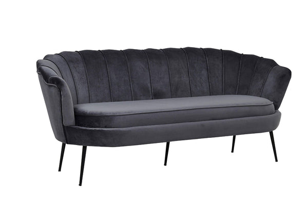 Calais 3-Seater Sofa in Dark Grey Velvet | Modern Stylish Sofa with Angled Metal Legs