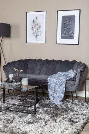 Calais 3-Seater Sofa in Dark Grey Velvet | Modern Stylish Sofa with Angled Metal Legs