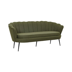 Calais 3-Seater Sofa in Dusty Green Fabric | Modern Stylish Polyester Sofa with Angled Metal Legs