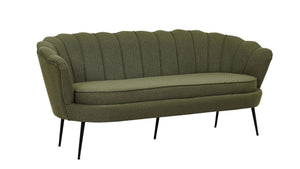Calais 3-Seater Sofa in Dusty Green Fabric | Modern Stylish Polyester Sofa with Angled Metal Legs