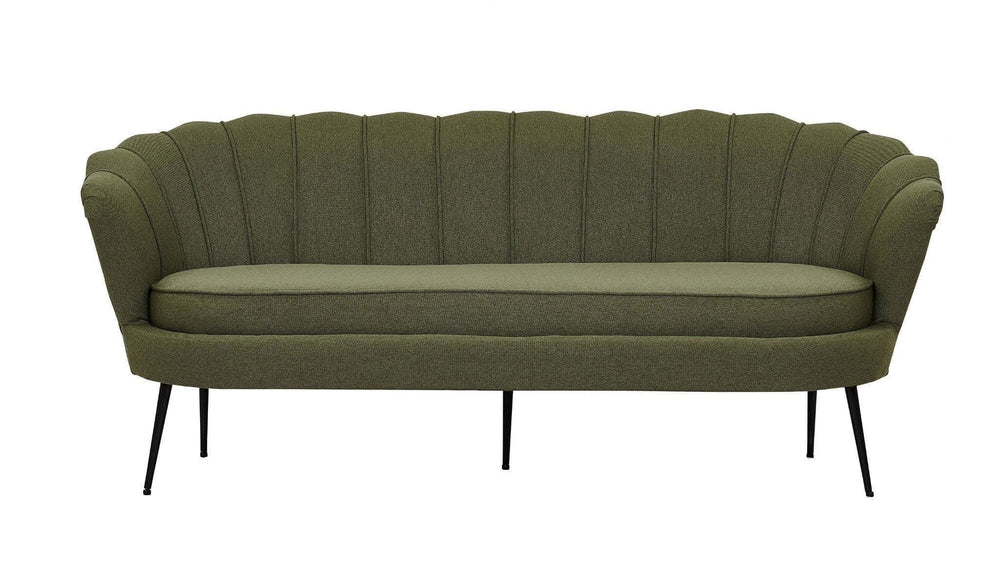 Calais 3-Seater Sofa in Dusty Green Fabric | Modern Stylish Polyester Sofa with Angled Metal Legs