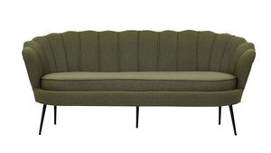 Calais 3-Seater Sofa in Dusty Green Fabric | Modern Stylish Polyester Sofa with Angled Metal Legs
