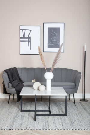 Calais 3-Seater Sofa in Grey Fabric | Modern Stylish Sofa with Angled Metal Legs