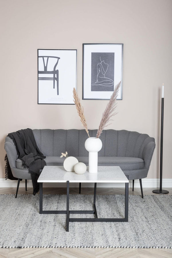 Calais 3-Seater Sofa in Grey Fabric | Modern Stylish Sofa with Angled Metal Legs