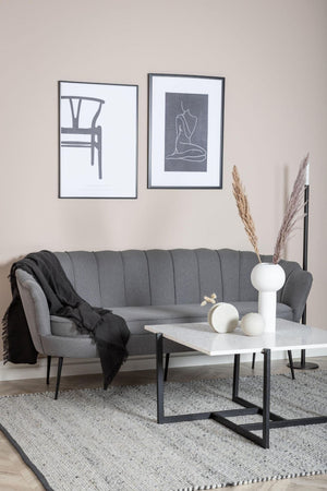 Calais 3-Seater Sofa in Grey Fabric | Modern Stylish Sofa with Angled Metal Legs