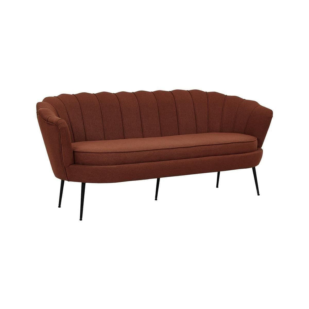 Calais 3-Seater Sofa in Rusty Red Fabric | Modern Stylish Sofa with Angled Metal Legs