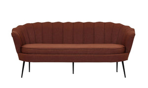Calais 3-Seater Sofa in Rusty Red Fabric | Modern Stylish Sofa with Angled Metal Legs