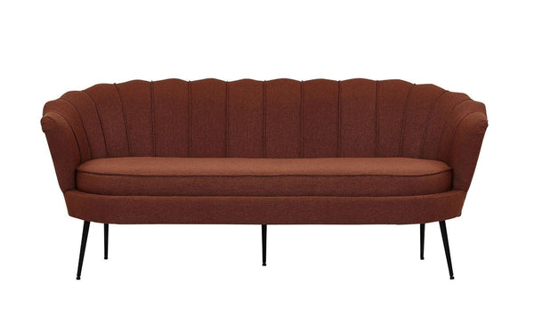 Calais 3-Seater Sofa in Rusty Red Fabric | Modern Stylish Sofa with Angled Metal Legs