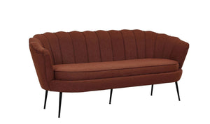 Calais 3-Seater Sofa in Rusty Red Fabric | Modern Stylish Sofa with Angled Metal Legs