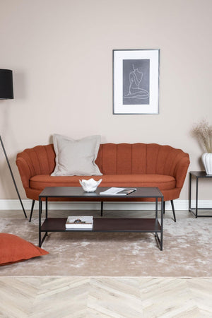 Calais 3-Seater Sofa in Rusty Red Fabric | Modern Stylish Sofa with Angled Metal Legs