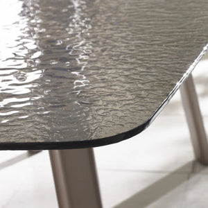 Callisto Smoked Bubble Glass Dining Table with Brushed Bronze Metal Legs – Seats 6 – 200cm - Sleek Furniture
