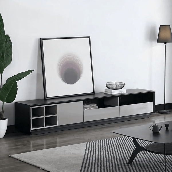 Camden Extendable TV Stand – Modern Grey & Black Media Unit, MDF Entertainment Console with Storage, Coffee Table & Side Cabinet Style - Sleek Furniture