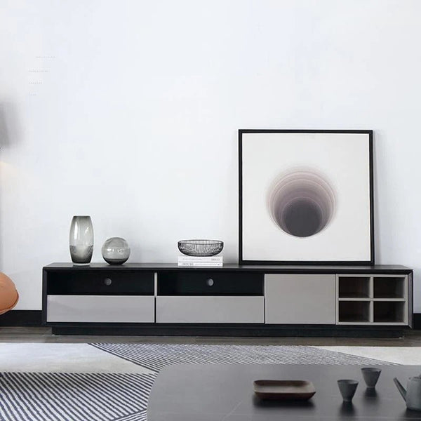 Camden Extendable TV Stand – Modern Grey & Black Media Unit, MDF Entertainment Console with Storage, Coffee Table & Side Cabinet Style - Sleek Furniture