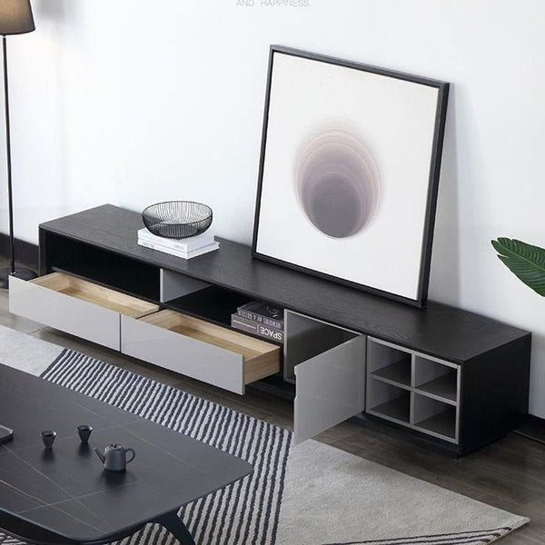 Camden Extendable TV Stand – Modern Grey & Black Media Unit, MDF Entertainment Console with Storage, Coffee Table & Side Cabinet Style - Sleek Furniture