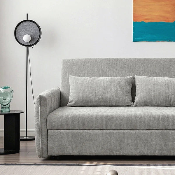 Camden Two Seater Sofa Bed with Storage, Pull Out Double Sofa Bed, Chenille Upholstered Convertible Sofa for Living Room & Guest Room, Light Grey - Sleek Furniture