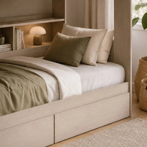 Camelot White Wooden Storage Bunk Bed with Staircase, Built-In Drawers & Shelving - Sleek Furniture