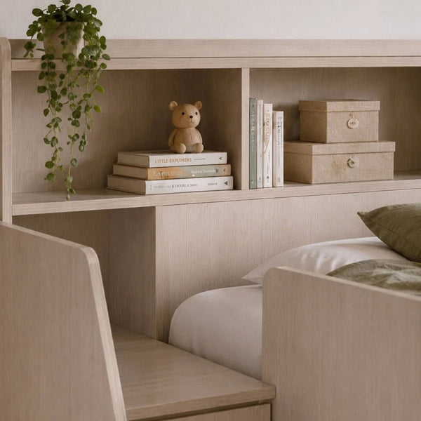 Camelot White Wooden Storage Bunk Bed with Staircase, Built-In Drawers & Shelving - Sleek Furniture
