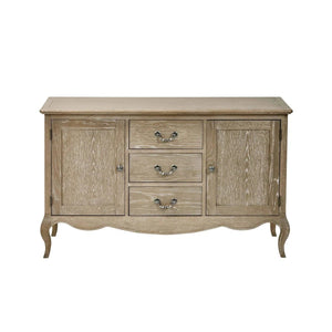Camille French Style 2 Door 2 Drawer Sideboard in Limed Oak - Sleek Furniture