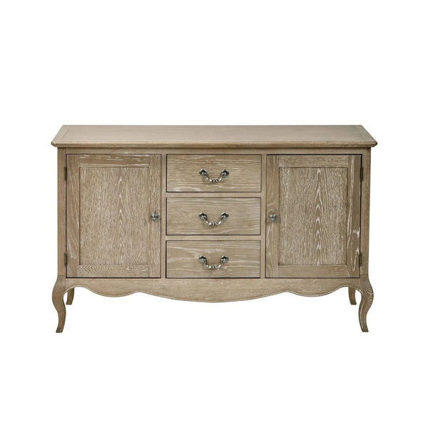 Camille French Style 2 Door 2 Drawer Sideboard in Limed Oak - Sleek Furniture