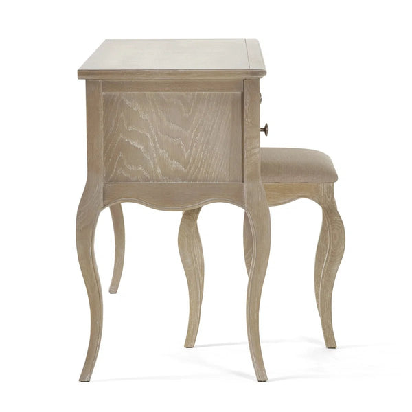 Camille French Style Dressing Table with Matching Stool, 2 Drawers, Ornate Wooden Vanity Desk for Bedroom, Elegant Makeup & Dressing Station - Sleek Furniture