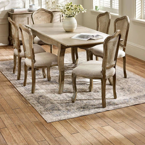 Camille French Style Lime Washed Oak Extending Dining Table – Rectangular 4-6 Seater Dining Table with Elegant Curved Legs - Sleek Furniture