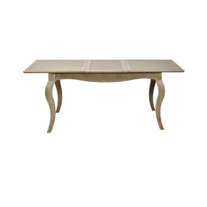 Camille French Style Lime Washed Oak Extending Dining Table – Rectangular 4-6 Seater Dining Table with Elegant Curved Legs - Sleek Furniture