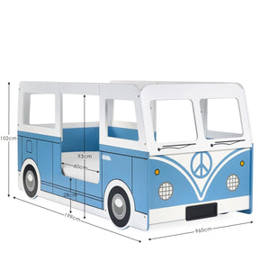 Campervan Low Sleeper Kids Bed Frame - Light Blue Wooden Children's Novelty Bed - Sleek Furniture