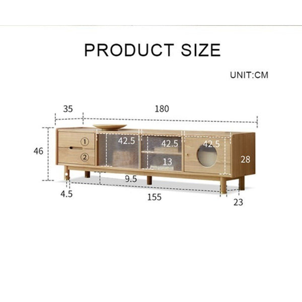 Canaz Extendable TV Stand with Storage – Ash Wood Solid Frame & Glass Finish – Modern Media Unit for Living Room, Coffee Table & Side Cabinet Function - Sleek Furniture