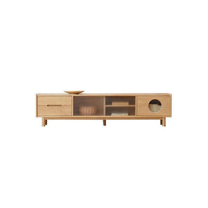 Canaz Extendable TV Stand with Storage – Ash Wood Solid Frame & Glass Finish – Modern Media Unit for Living Room, Coffee Table & Side Cabinet Function - Sleek Furniture